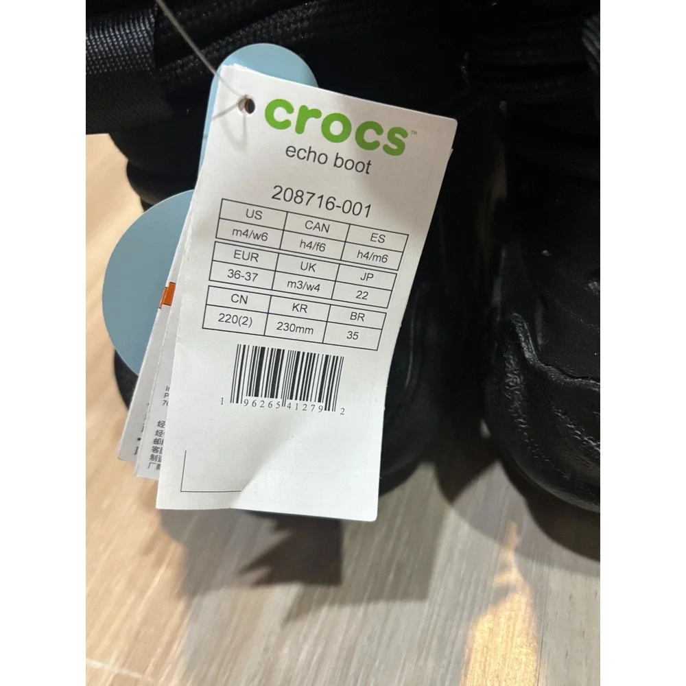 Crocs Echo Boot Black Insulated Winter Faux Fur Puffy 208716-001 Mens 4 Womens 6